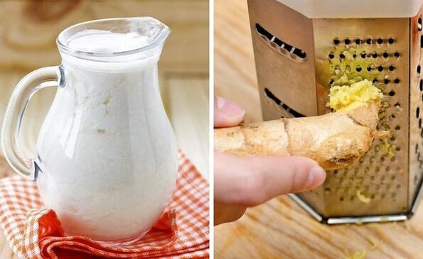 Hacer un cóctel con kéfir y jengibre rallado.